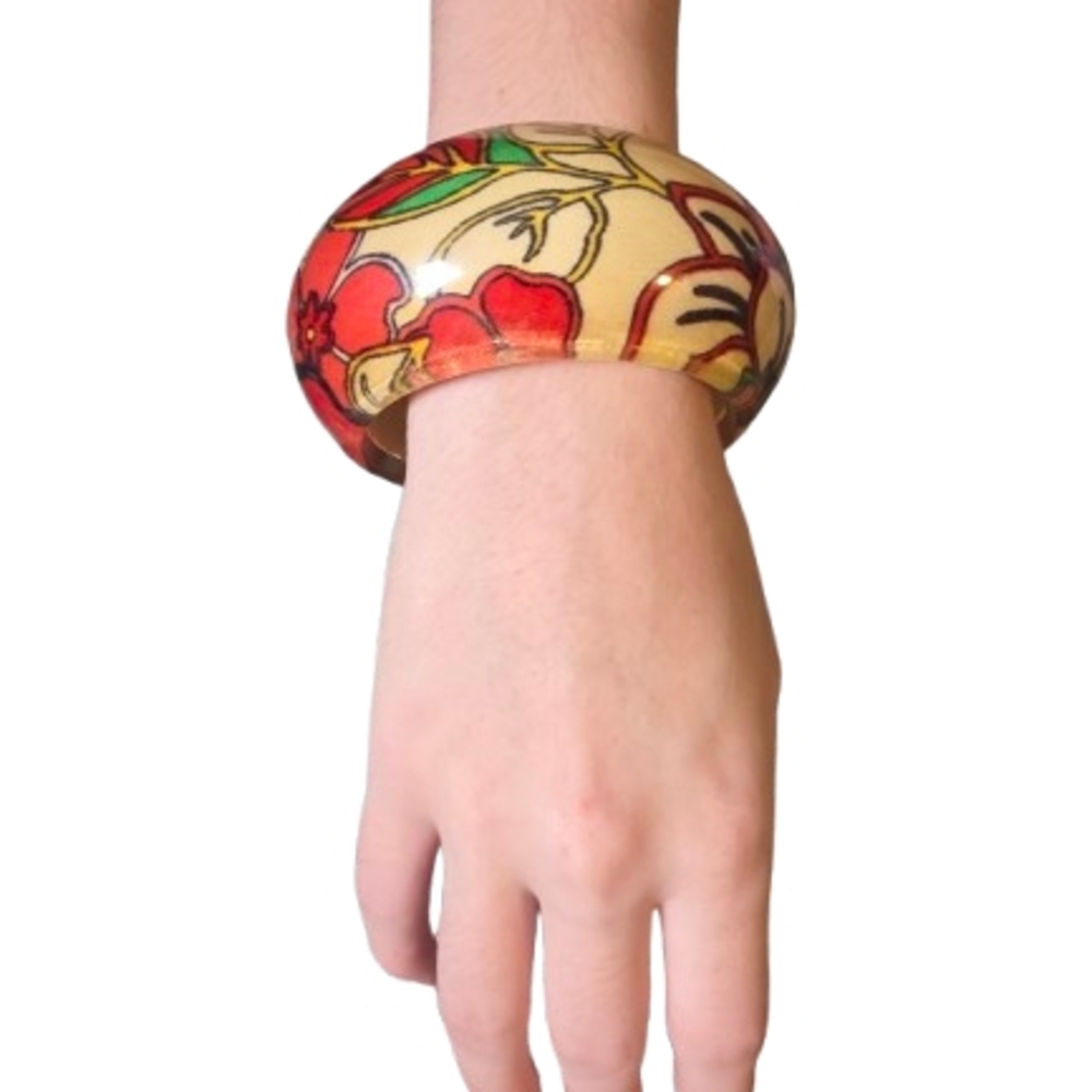 Floral Bangle Lucite Bracelet